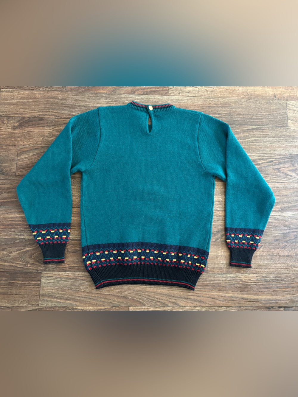 VTG Charter Club Jane Justin Toy Soldier Wool Blend Knit Sweater Green Keyhole S - Picture 12 of 16